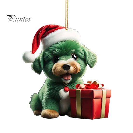 Christmas Ornament Vibrant Color Easy To Hang Cute Dog Car Hanging Pendant Xmas Tree Acrylic Pendant