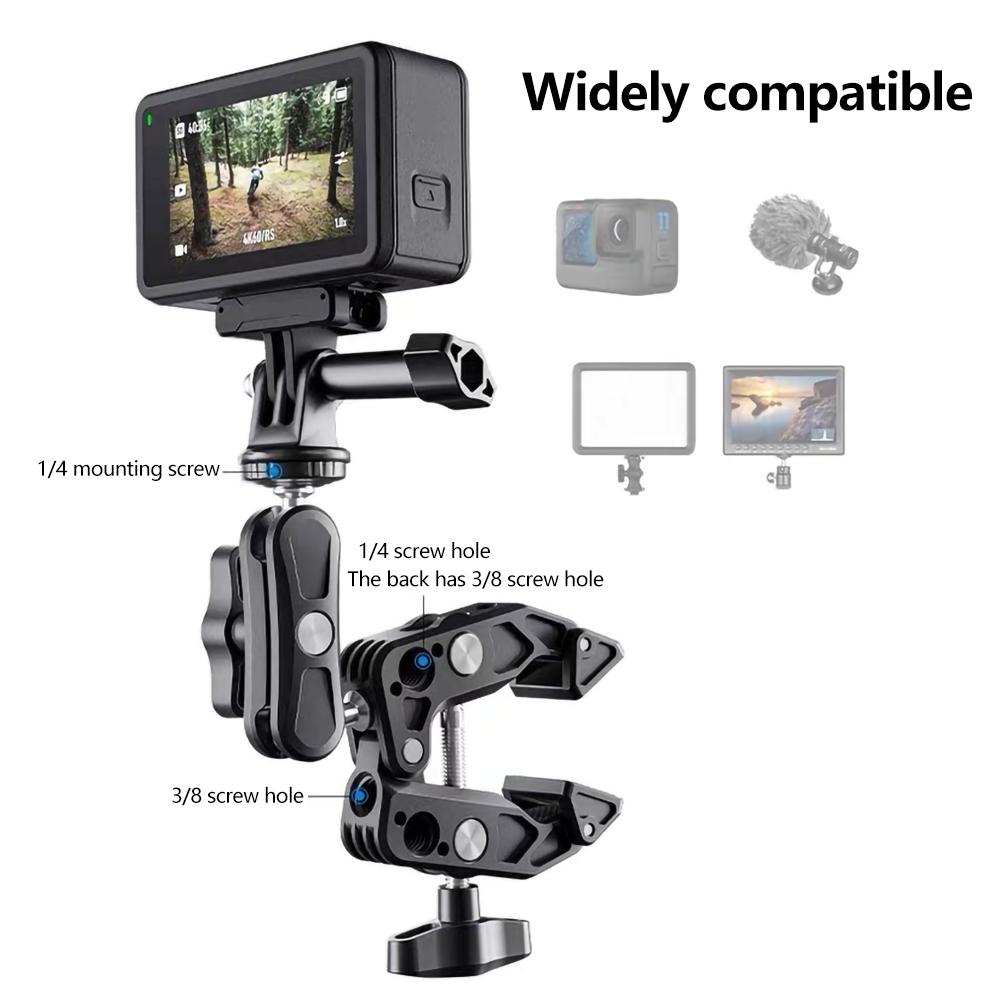 Aluminum Alloy Super Clamp Motorcycle Handlebar Mount Bicycle Adapter For GoPro Hero 12 11 10 9 Insta360 DJI OSMO Action Camera