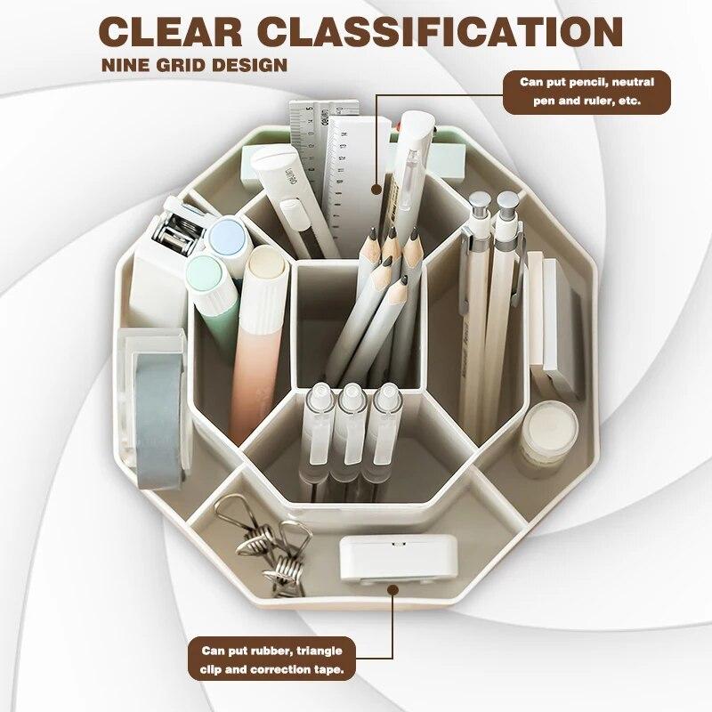 Cosmetic Organizer Box 360 Degree Rotating Makeup Brush Case Holder Lipstick Holder Eyebrow Pencil Storage Tube