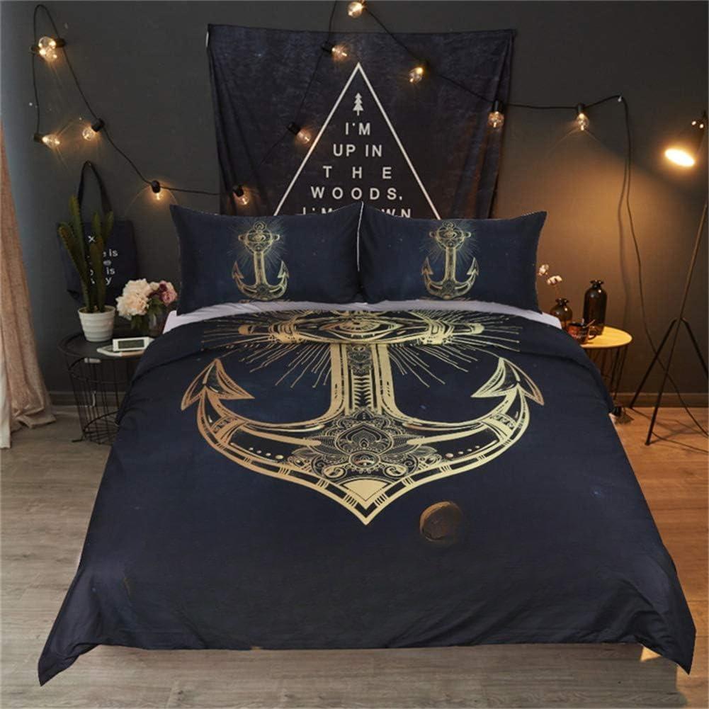 Down Comforter Set 3-piece Ultra-fine Fiber 3D Exotic Retro Gold Printed Bedding Set with Zipper Closure Pillowcase Duvet Cover