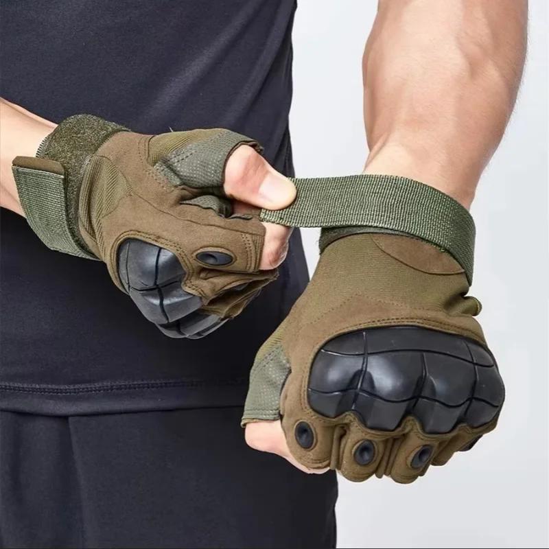 Hard Knuckle Fingerless Gloves - Outdoor Paintball Airsoft Hunting Combat Riding Hiking Half Finger Gloves