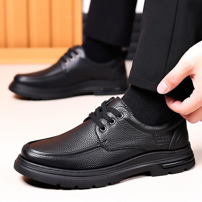 Men's Shoes Business Casual Leather Shoes Men Fashion Breathable Shoes British Casual Lace Up Leather Shoes