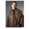 Womens Double Sided Leopard Print Triangle Scarf Soft Warm Shawl Wrap Fashion Neck Scarves For Autumn Winter