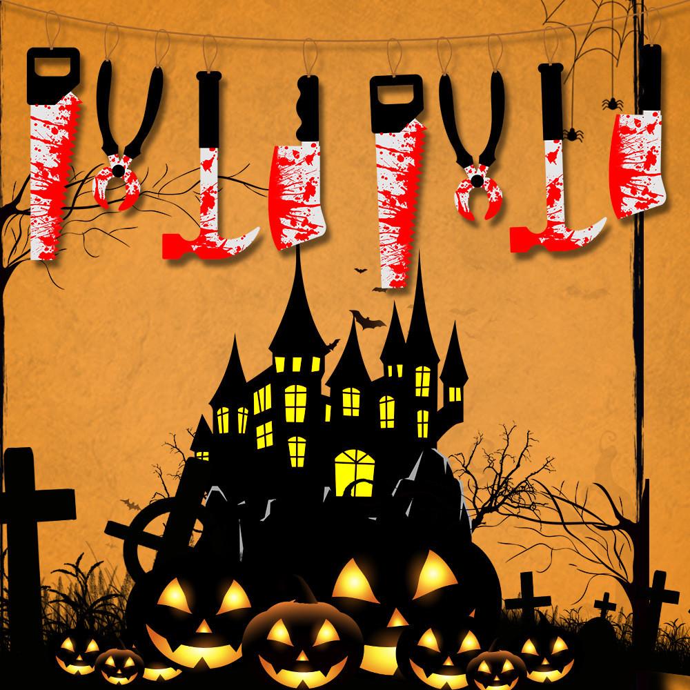 Spooky Halloween Blood Knife Banner Set Perfect For Haunted House Party Decorations