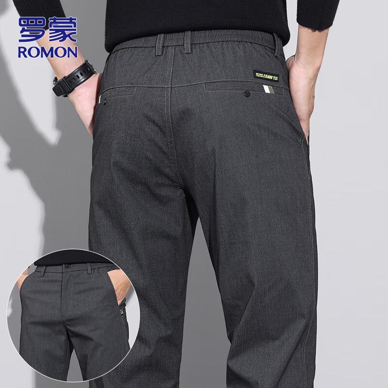 ROMON Men s Straight-Leg Elastic Business Casual Trousers 32