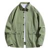 Men's Long-sleeved Casual Loose Military Work Jacket Tops Trendy Big Pocket Shirt
