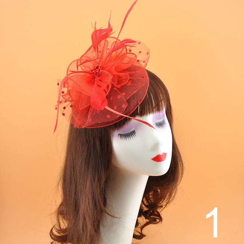 1Pc Fascinator Hat Feather Pearl Beaded Decor Girl Hair Clips Hair Accessories Headwear Flower Women's