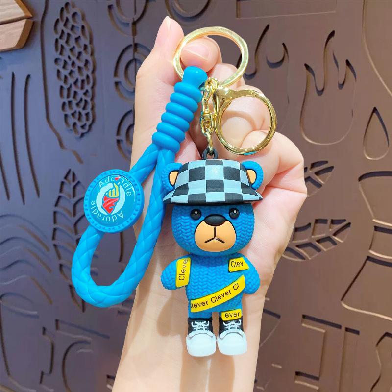 Creative Cartoon Sports Wind Bear Car Keychain Pendant Cute Car Keychain Pendant Small Gift opp bag packaging