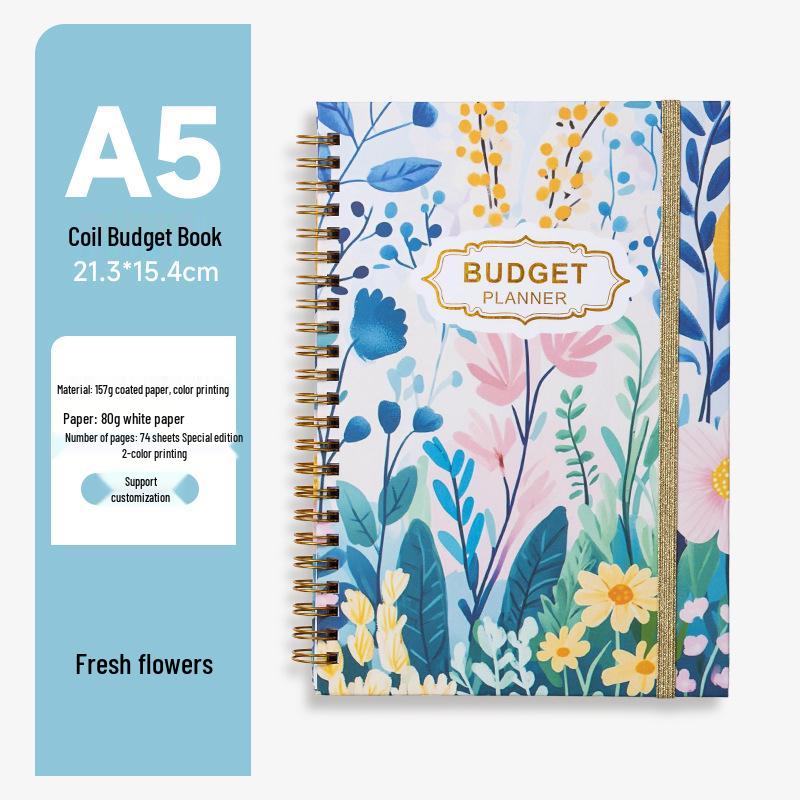 Cross-Border A5 Spiral-Bound Custom Planner with Budget Book and Binding Strap
