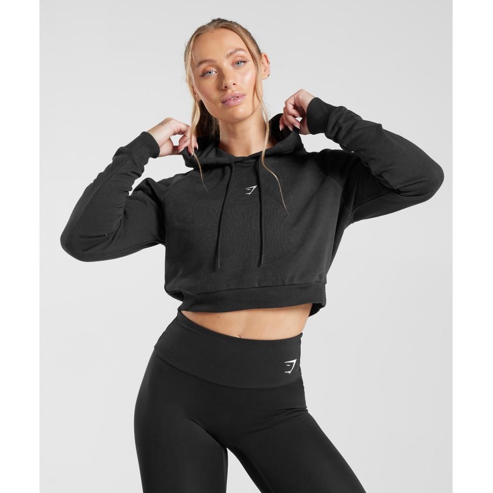 

Укороченная толстовка GYMSHARK Training, черная B3A6G BBBB