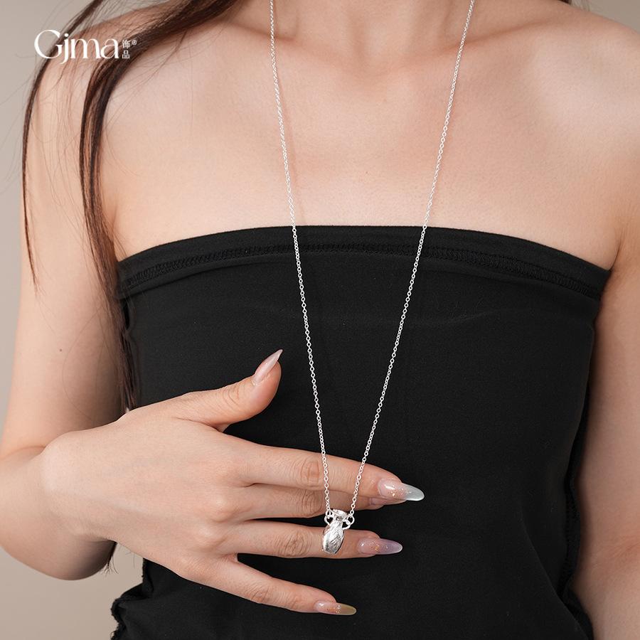 Korean ins long vase pendant necklace collarbone chain personalized item design
