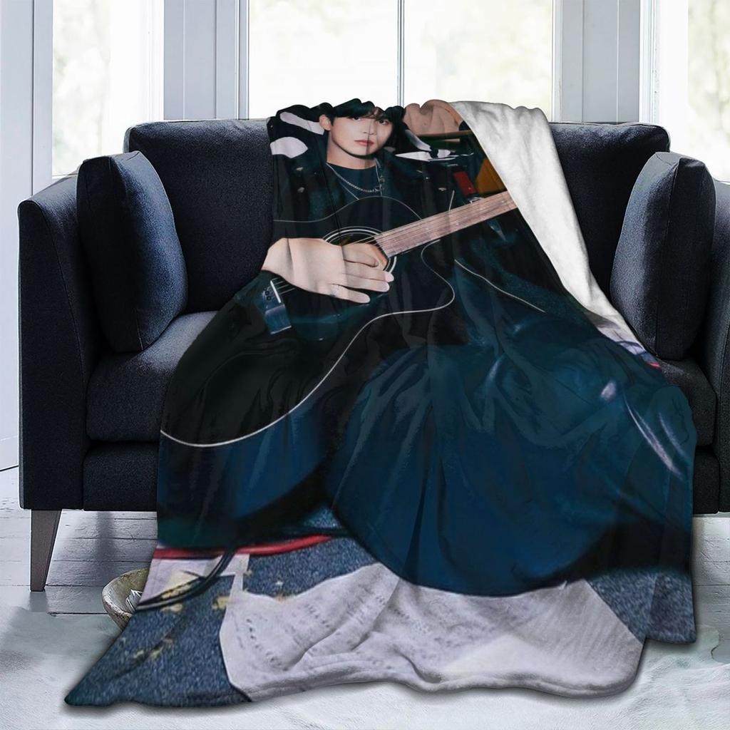 Jongho Korean Singer Soft Durable Blankets Ateez Guitar Camping Throw Blanket Winter Design Flannel Bedspread Sofa Bed Cover