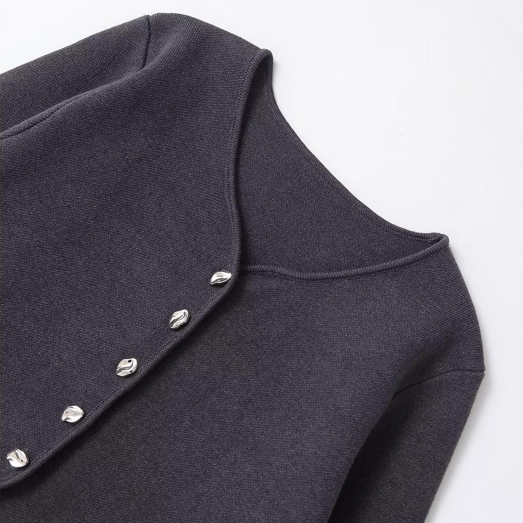 Spring 2025 Women's Fashion Slim Fit Round Neck Knit Cardigan