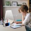 LED Reading Lamp Rechargeable Eye-Caring Lamp With Pen Organizer And Phone Holder 3 Lighting Modes Stepless Dimming Lamp For