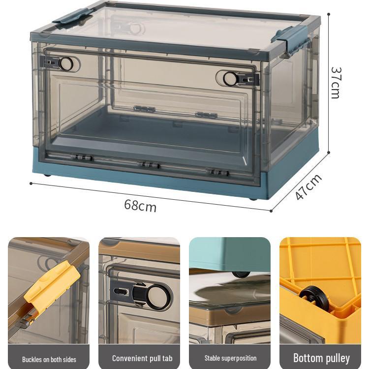 Large Outdoor Portable Transparent Foldable Storage Box for Clothes, Toys, Snacks, Books - Dustproof and Ideal for Home Use.