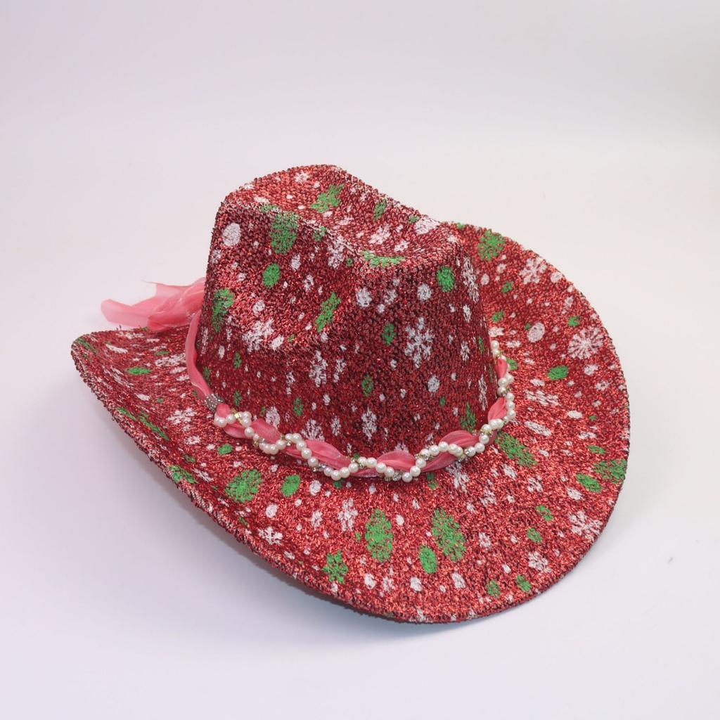 Heiß verkaufendes neues Weihnachtsfeier-Schneeflockenhut Europäischer und amerikanischer Stil Feier-Party westlicher Cowboyhut