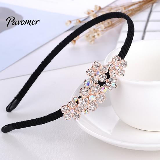 Woman Headband Elegant Style Non Slip Headwear Hair Girl Hairband Hoop Band Flower Rhinestone Headdress Accessories