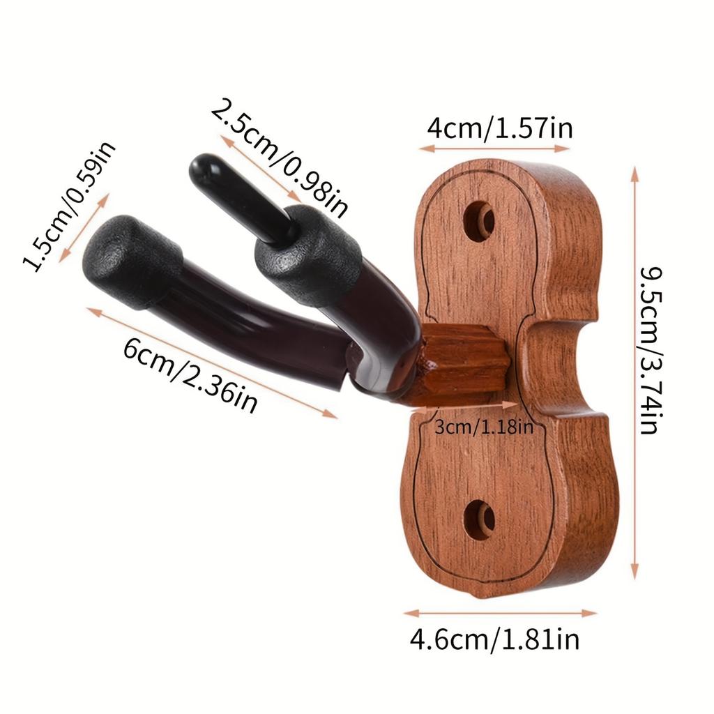Traditional Wooden Violin Wall Mount Hanger with Bow Holder - Polished Finish, Easy Installation, Sturdy Hardwood Wall-Mounted Rack for Violins