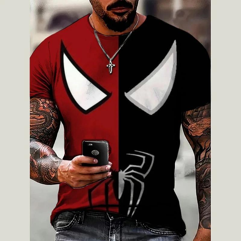 Men's Fashion Marvel T-shirt Spider Man 3D Printed Summer Round Neck Short Sleeve