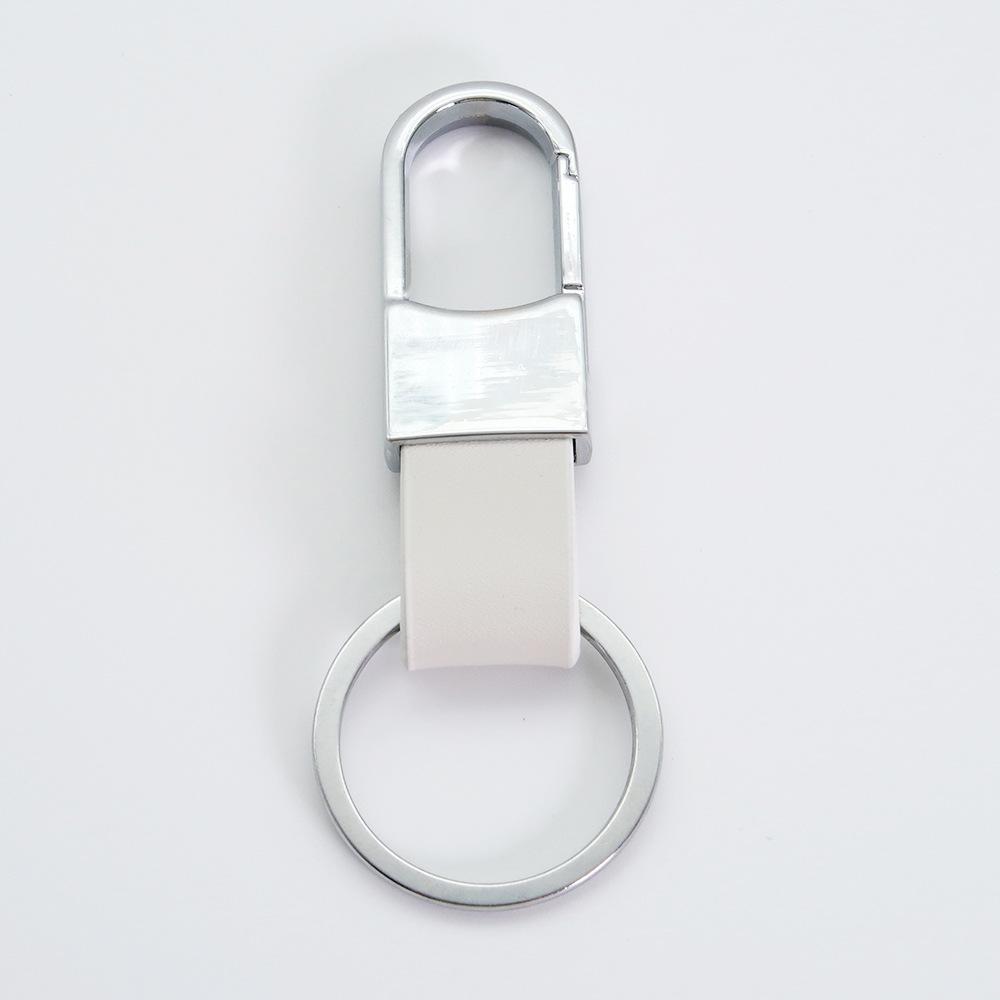 Men's Genuine Leather Car Keychain with Zinc Alloy Waist Clip and Customizable Laser Logo