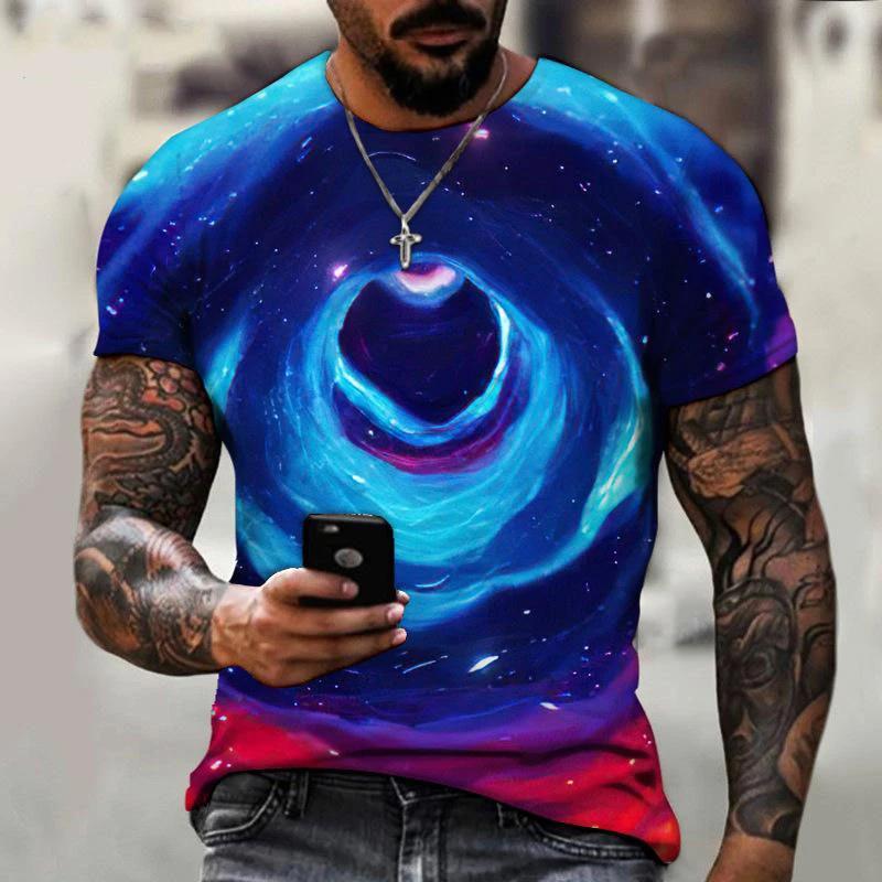 Summer novel visual difference pattern printing street men's short sleeve large size 3D round neck T-shirt sweatshirt popular