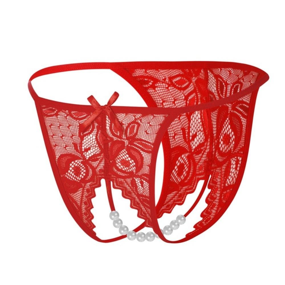 Low-waist Lace Seamless Panties Open Crotch Women's Thong Sweet Mesh Lace Briefs  Female