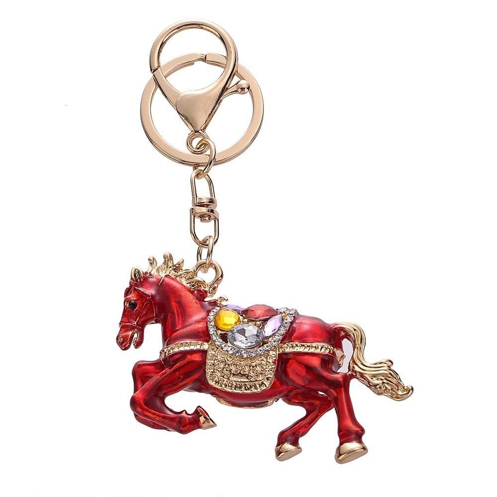 Three-dimensional Horse Keychain Oil Painting Bag Hanging Ornaments Bag Pendant Car Key Chain  Men