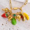 2pcs Stainless Steel Enamel Cute Strawberry Banana Corn Grape Cherry Charms Gold Plated DIY Bracelet Earrings Jewelry Findings