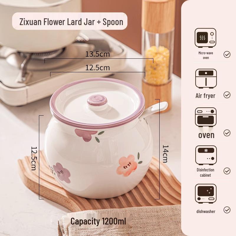 Japanese Ceramic Seasoning Jar with Lid and Spoon - Cute, High-Temperature Resistant Storage for Your Kitchen
