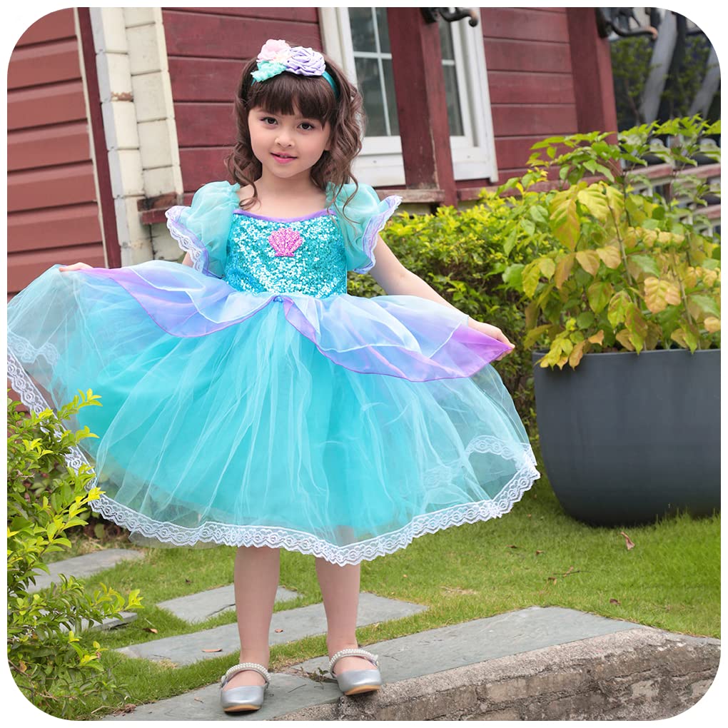CREDIBLE Princess Cosplay Luxury Set Mermaid B Mermaid Hair Ribbon Heart Magic Original TT5482 Dress, Kids' Costume, 10-Piece - (Princess Dress,