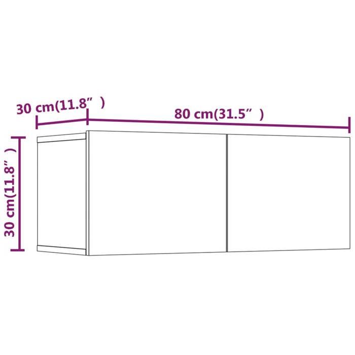 VidaXL Meubles TV 2 pcs Sonoma gris 80x30x30 cm Bois d'ingénierie 820464