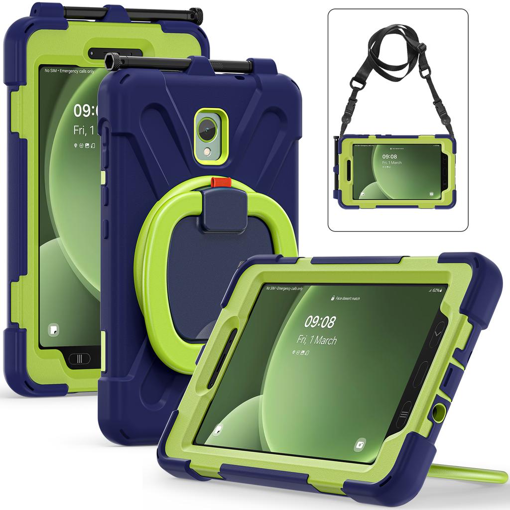 360 Rotating Kids Case Universal for Samsung Galaxy Tab Active 5 3 SM-X300 X306B SM-T570 575 8" Armor Stand Cover Shoulder Strap