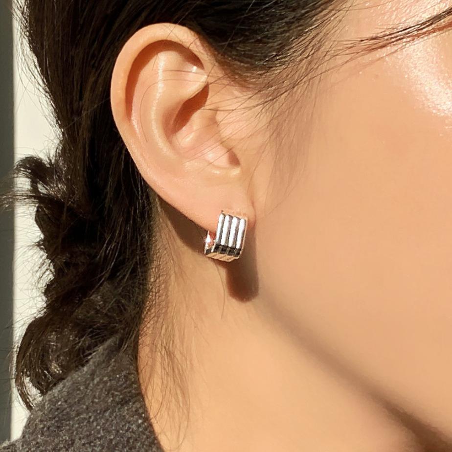 Fashion Jewelry 925 Sterling Silver Geometric square Hoop Earring for Women 18K Gold Plated 925 Silver Earring Jewelry