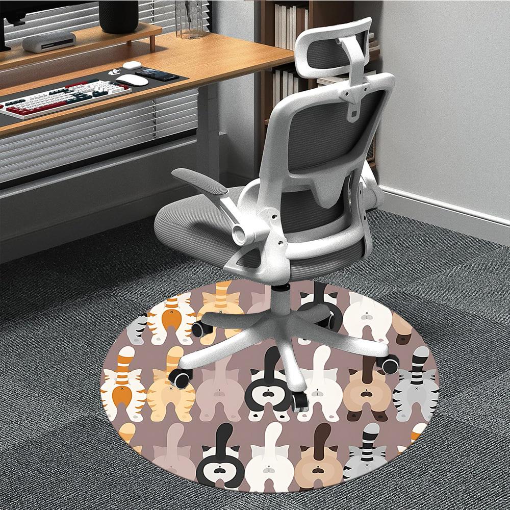 

1pc Cat Tail Office Round Area Rug, Indoor Mat Suitable For Office, Under Office Chairs Bedroom Living Room Home Decor, Room Deco179 80cm by 80cm