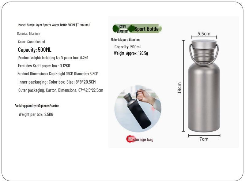 Titanium Sportwaterfles - Draagbaar, Lichtgewicht, Kookbaar voor Fietsen, Reizen, Kamperen