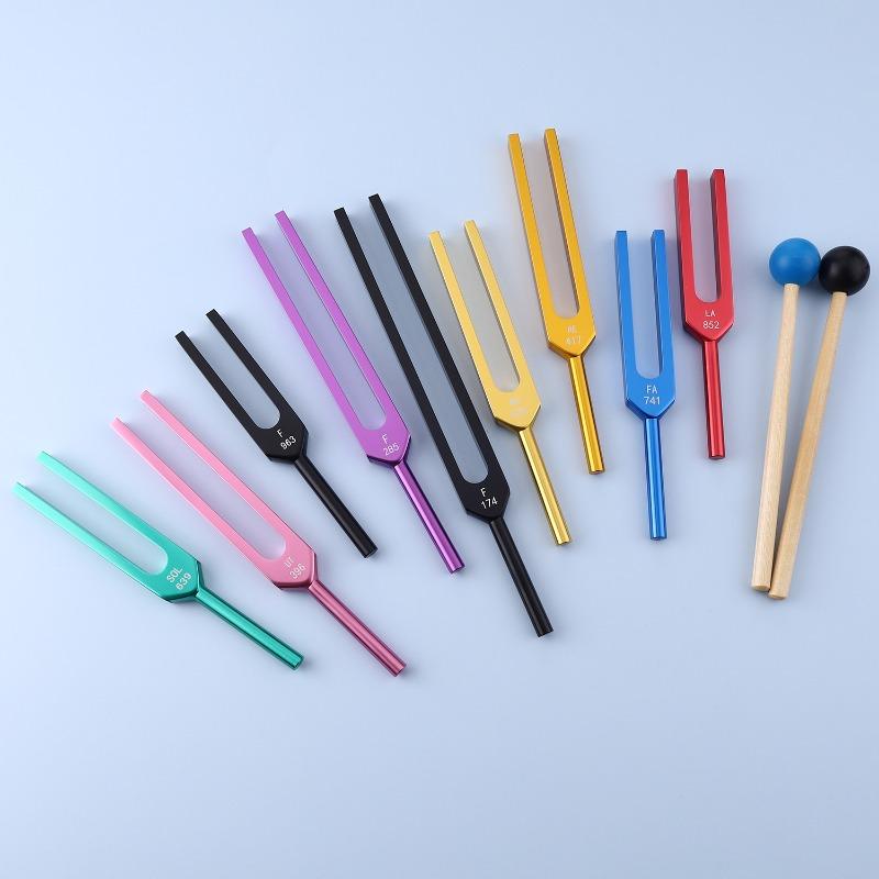 Colorful Tuning Fork Set 174-963 Tuning Forks 9-piece Sets Aluminum Alloy Sound Healing Schumann Resonance Percussion Instrument