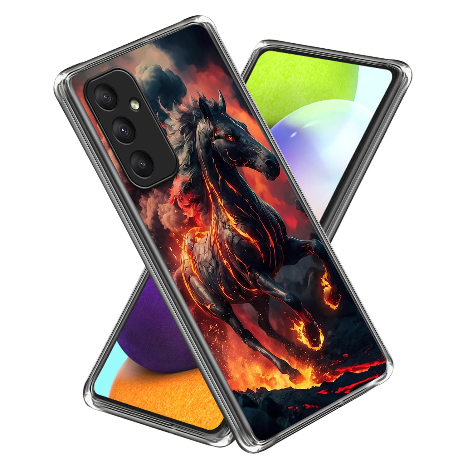 

For Samsung Galaxy A26 5G Case IMD Pattern Printed Shockproof TPU Phone Cover Fiery Horse