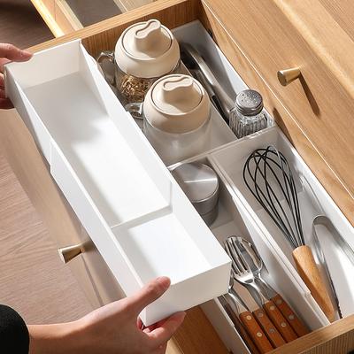 Organisateur d'armoire coulissant Cuisine Panier d'armoire coulissant Organisateur Tiroirs amovibles Séparateurs Boîte de rangement cosmétique en plastique