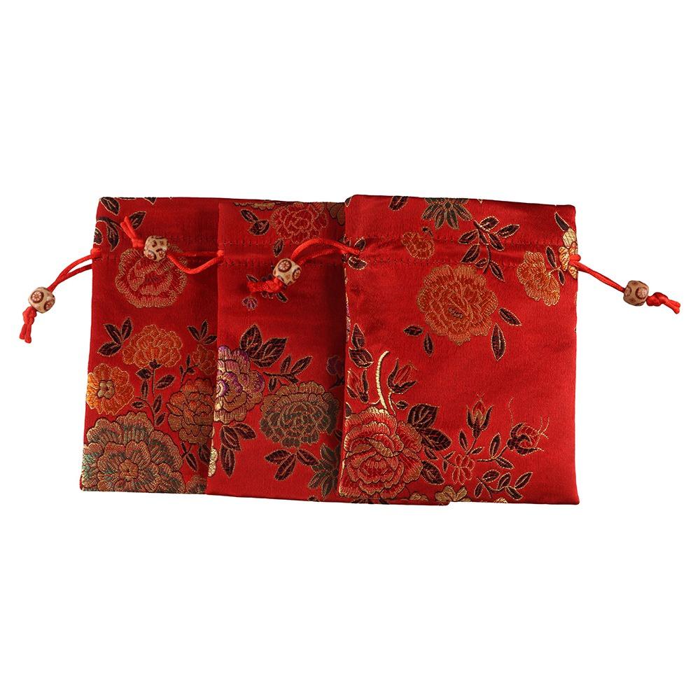 Coin Purse Canvas Flower Handbag Chinese Style Jewelry Packing Bag Festive Sugar Bag  Hanfu Decor