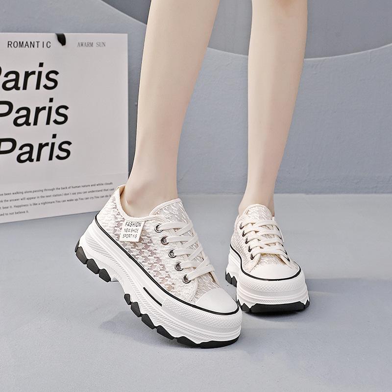 Thick-soled Platform Canvas Shoes for Women Summer Breathable All-match Casual Sneakers