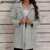 BITCED Spring/Fall Slim-Fit Hooded Windbreaker Jacket for Women - Versatile Casual Top