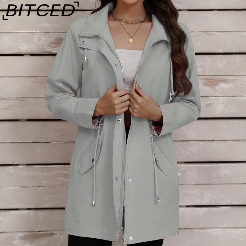 BITCED Frühlings-/Herbst Slim-Fit Kapuzen-Windjacke für Damen - Vielseitiges Freizeit-Oberteil