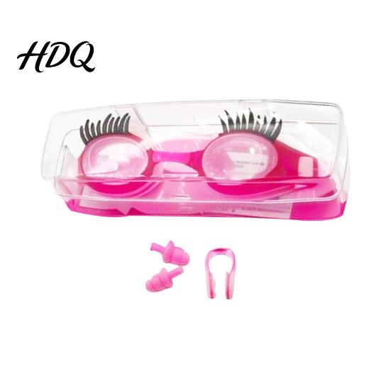 Verstellbarer Kopfbügel Schwimmbrille Kinder Schwimmen mit Wimpern Wasserdicht Kein Auslaufen Anti-Beschlag UV Wimpernschutz Klare Linse Jungen Mädchen Silikon Schwimmen