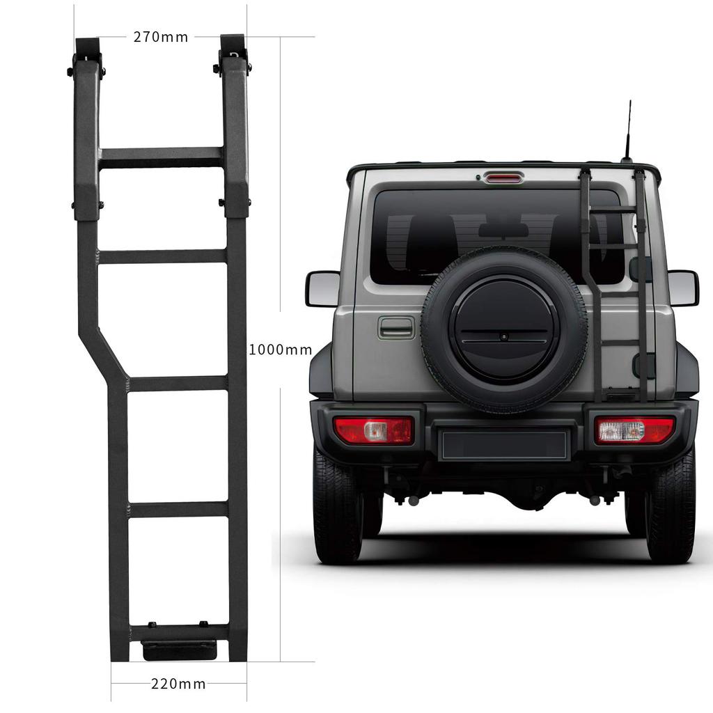 CHIKU Rear Ladder for New Suzuki Jimny Sierra Tail Custom Exterior Black Black Jimny, JB64/JB74, Ladder, Cross-Country Ladder, Parts, (Two-Step
