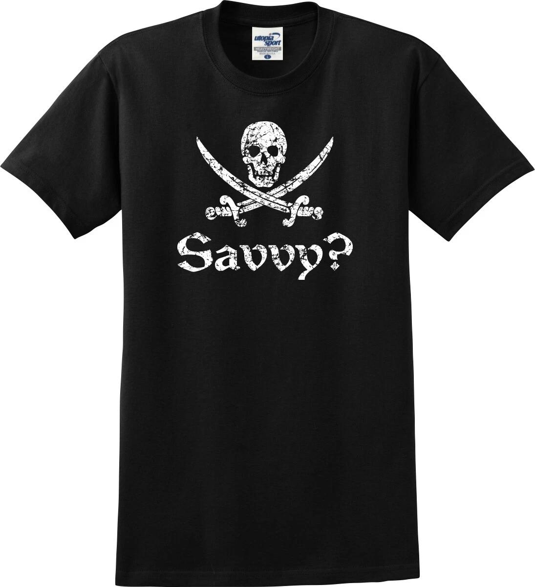 

Savvy Pirate Jolly Roger Distressed Unisex T shirt (S-5X) S