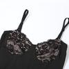 Dames Cami Kant Bodycon Maxi Jurk Spaghettibandjes Mouwloos Split Lange Jurk Sexy Laag Uitgesneden Avondjurk voor Cocktailparty Nachtclubs