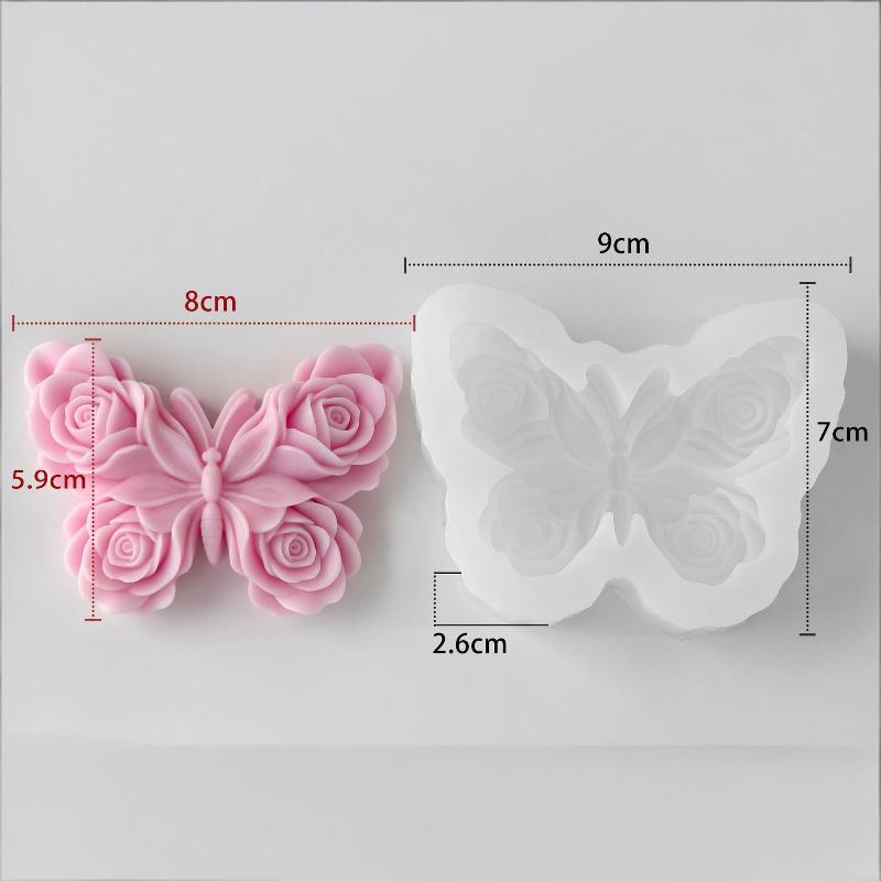 Rose Butterfly Silicone Mold For Candle Making DIY Plaster Decor Mold Flexible Scented Aromatherapy Resin Craft Supplies