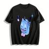Funny Goofy Blue Cat & Bird Print Casual T-Shirt Unisex Loose Comfortable Daily Wear Top Pure Cotton T-shirt