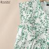 ZANZEA Women Casual Round Neck Print Summer Sleeveless Tank Tops