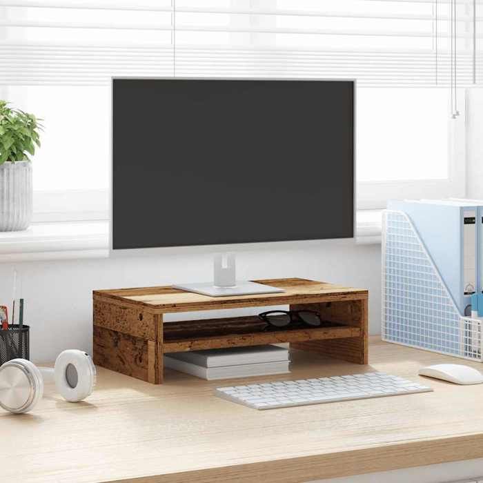 VidaXL Monitor Stand Old Wood 42 X 24 X 13cm Engineered Wood, Computer Stand, Keyboard Stand, Stand of 855796
